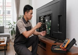 Bách Khoa K9 kiểm tra lỗi tivi trực tiếp tại nhà trước khi báo giá sửa chữa.